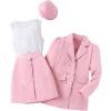 imageMilumia Girls 4 Piece Outfits Knit Top Mini Skirt and Blazer Jacket with HatsPink