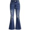 imageMilumia Girls Ripped Flare Bell Bottom Jeans High Waist Denim Pants with PocketsDeep Blue