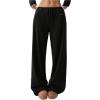 imageMilumia Womens Drawstring Low Waist Straight Leg Sweatpants Loose Fit Track PantsBlack