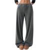 imageMilumia Womens Drawstring Low Waist Straight Leg Sweatpants Loose Fit Track PantsGrey