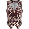 imageMilumia Womens Leopard Print Blazer Vest V Neck Sleeveless Button Down JacketMulti Brown