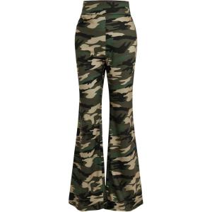 imageMilumia Girls Camo Print Flared Leg Long Pants High Waisted Bell BottomsCamo