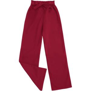 imageMilumia Girls Cute High Waist Flowy Wide Leg Dress Pants Palazzo PantsBurgundy