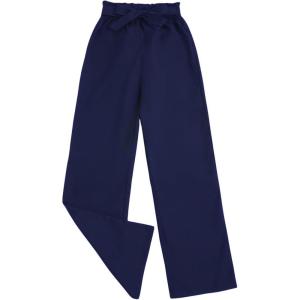 imageMilumia Girls Cute High Waist Flowy Wide Leg Dress Pants Palazzo PantsDeep Blue
