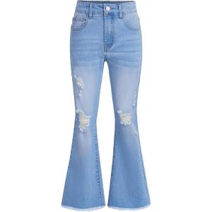 imageMilumia Girls Ripped Flare Bell Bottom Jeans High Waist Denim Pants with PocketsLight Blue