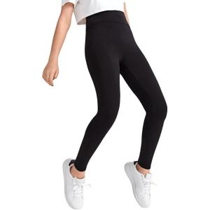imageMilumia Girls Wideband Waist Leggings High Waisted Tights Workout Yoga PantsBlack