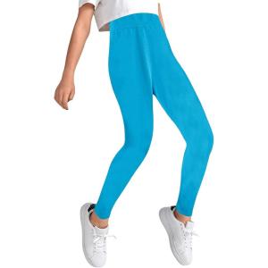 imageMilumia Girls Wideband Waist Leggings High Waisted Tights Workout Yoga PantsBlue