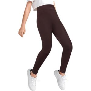 imageMilumia Girls Wideband Waist Leggings High Waisted Tights Workout Yoga PantsChocolate Brown