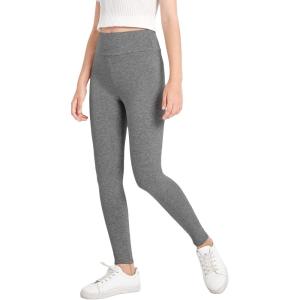 imageMilumia Girls Wideband Waist Leggings High Waisted Tights Workout Yoga PantsLight Grey
