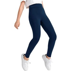 imageMilumia Girls Wideband Waist Leggings High Waisted Tights Workout Yoga PantsNavy Plain