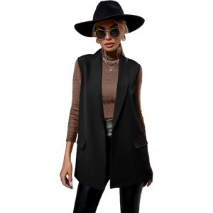 imageMilumia Womens Elegant Sleeveless Blazer Jackets Shawl Collar Open Front Vest Cardigan Black XSmall