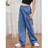 imageMilumia Girl High Elastic Waist Wide Leg Jeans Baggy Going Out Denim PantsLight Wash