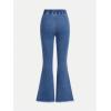 imageMilumia Girl Raw Hem Flare Jeans High Rise Wide Leg Bottoms Casual Long Denim Pants Medium Wash 10Y