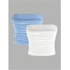 imageMilumia Girls 2 Pack Tube Top Ruched Strapless Going Out Basic Bandeau TopsBlue and White