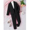 imageMilumia Girls 2 Piece Outfits Button Long Sleeve Blazer and Pants SetBlack