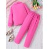 imageMilumia Girls 2 Piece Outfits Button Long Sleeve Blazer and Pants SetHot Pink