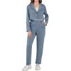 imageMilumia Girls 2 Piece Outfits Long Sleeve Crop Blazer Jacket and PantsBlue