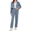 imageMilumia Girls 2 Piece Outfits Long Sleeve Crop Blazer Jacket and PantsBlue