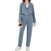 imageMilumia Girls 2 Piece Outfits Long Sleeve Crop Blazer Jacket and PantsBlue