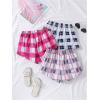 imageMilumia Girls 3 Pieces Casual Plaid Print Elastic Waist Comfy Summer Fall ShortsBlue Pink Grey
