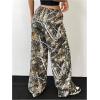 imageMilumia Girls Camo Print Wide Straight Leg Trousers Elastic Waist Track PantsGreen