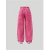 imageMilumia Girls Elastic Waisted Denim Jeans Pants Loose Fit Raw Hem Wide Leg TrousersPink