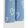 imageMilumia Girls Heart Print Elastic Waist Denim Jeans Straight Leg Cute Long Pant