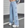 imageMilumia Girls High Waist Wide Leg Jeans Trendy Bow Denim Pants with PocketsMedium Wash