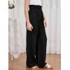 imageMilumia Girls Linen High Waist Smocked Paperbag Wide Leg Pants Long TrousersBlack