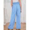 imageMilumia Girls Linen High Waist Smocked Paperbag Wide Leg Pants Long TrousersLight Blue