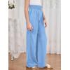 imageMilumia Girls Linen High Waist Smocked Paperbag Wide Leg Pants Long TrousersLight Blue