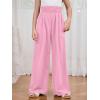 imageMilumia Girls Linen High Waist Smocked Paperbag Wide Leg Pants Long TrousersPink