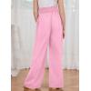 imageMilumia Girls Linen High Waist Smocked Paperbag Wide Leg Pants Long TrousersPink