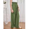 imageMilumia Girls Linen High Waist Smocked Paperbag Wide Leg Pants Long TrousersSolid Green