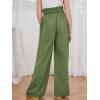 imageMilumia Girls Linen High Waist Smocked Paperbag Wide Leg Pants Long TrousersSolid Green