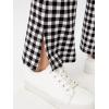imageMilumia Girls Plaid Split Hem Elastic High Waist Flare Pants Bell Bottom TrousersBlack and White