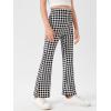 imageMilumia Girls Plaid Split Hem Elastic High Waist Flare Pants Bell Bottom TrousersBlack and White