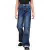 imageMilumia Girls Raw Hem Stretchy Flare Jeans Bell Bottom Denim Long Pants with PocketDark Blue