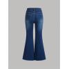 imageMilumia Girls Raw Hem Stretchy Flare Jeans Bell Bottom Denim Long Pants with PocketDeep Blue