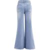 imageMilumia Girls Raw Hem Stretchy Flare Jeans Bell Bottom Denim Long Pants with PocketLight Blue