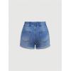 imageMilumia Girls Ripped Raw Trim Denim Shorts Cutout High Waist Stretchy Short JeansDrawstring Light Wash