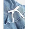 imageMilumia Girls Ruched Denim Tube Dress Bow Knot Tiered Layered Short DressesLight Wash