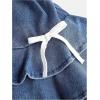 imageMilumia Girls Ruched Denim Tube Dress Bow Knot Tiered Layered Short DressesMedium Wash