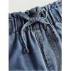 imageMilumia Girls Straight Wide Leg Baggy Jeans Raw Hem Denim Drawstring Paperbag PantsDeep Blue