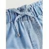 imageMilumia Girls Straight Wide Leg Baggy Jeans Raw Hem Denim Drawstring Paperbag PantsLight Blue