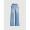 imageMilumia Girls Straight Wide Leg Baggy Jeans Raw Hem Denim Drawstring Paperbag PantsLight Blue
