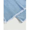 imageMilumia Girls Straight Wide Leg Baggy Jeans Raw Hem Denim Drawstring Paperbag PantsLight Blue