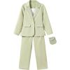 imageMilumia Girls Two Piece Outfit Button Open Front Blazer and Pants SetGreen