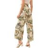 imageMilumia Women Belted Frilled Waist Tropical Print Boho Wide Leg Palazzo PantsMulticolor
