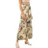 imageMilumia Women Belted Frilled Waist Tropical Print Boho Wide Leg Palazzo PantsMulticolor